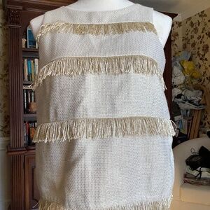 Anthropologie Sunday in Brooklyn Sleeveless Mixed Media Top Beige Gold Size M